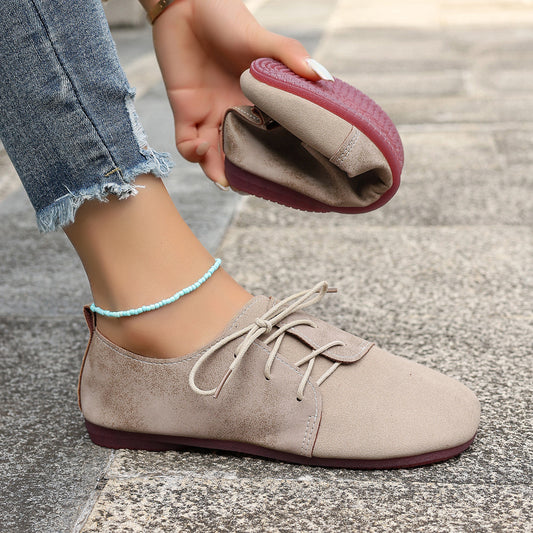 Scarpe da donna taglie forti, stile retrò, con fondo piatto, casual, basse, con lacci, Gommino