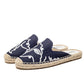 Straw flat embroidered sandals and slippers