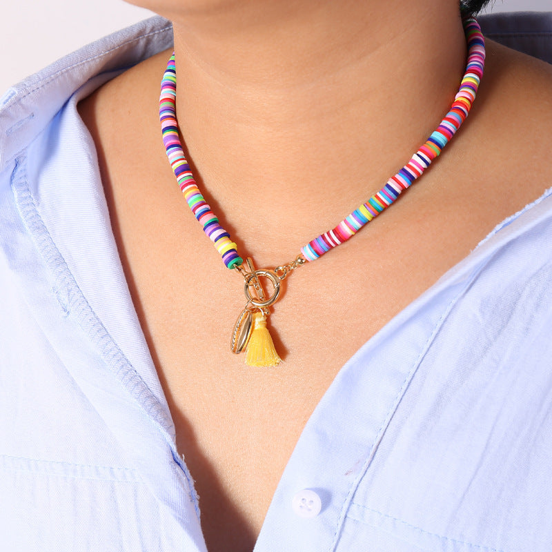 Collana di conchiglie bohémien con nappa femminile e collana dolce e selvaggia