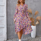 Abito a maniche lunghe con stampa floreale e volant, alla moda, per pendolari, abbigliamento da donna