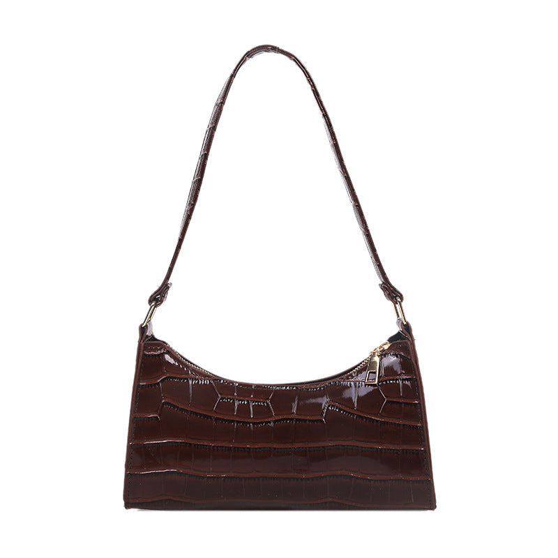 Embossed Underarm Stone Pattern Candy Color Shoulder Bag
