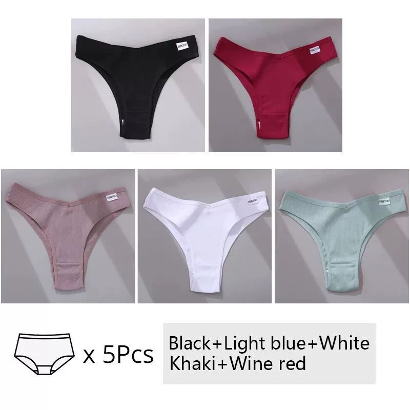Set da 5 pezzi di mutandine da donna in cotone, intimo M-XL Comfo