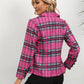 Women's Fashion Plaid Button Lapel Long Sleeve Coat
