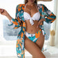 Women's Three-piece Bikini Mesh Split Swimsuit