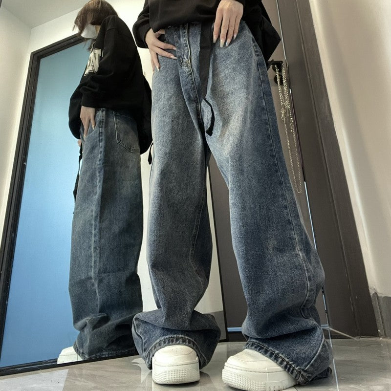 Lockere Vintage-Jeans mit weitem Bein für Damen