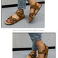 Women's Belt Buckle Cross Strap Large Size Flat Bottom Casual Slippers