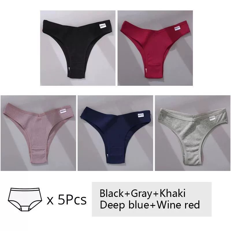 Set da 5 pezzi di mutandine da donna in cotone, intimo M-XL Comfo
