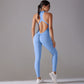 Solide Beauty-back Lange Hosen Jumpsuit Yoga Fitness Running Dance Slim Bodysuit Damen Sportbekleidung
