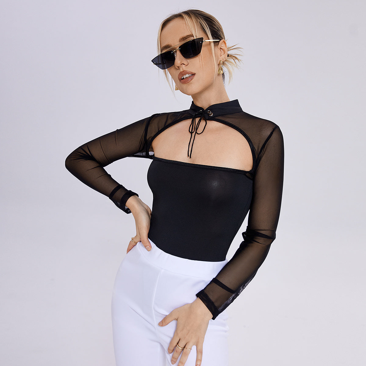 Nuovo sexy abbigliamento da notte in garza di rete per il corpo