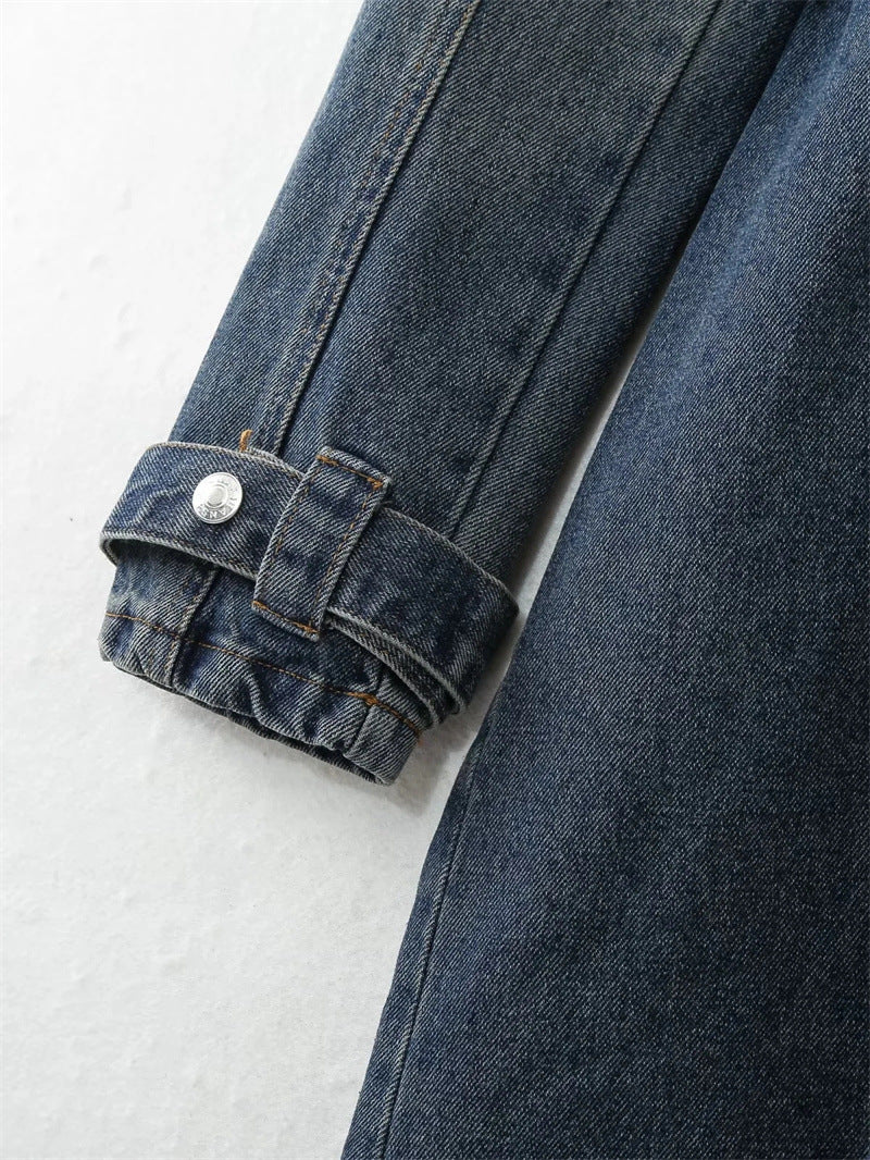 Women's Classic Style Fashion Loose Denim Trench Coat