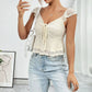 Casual Short Top Lace Lace Band V-neck Top