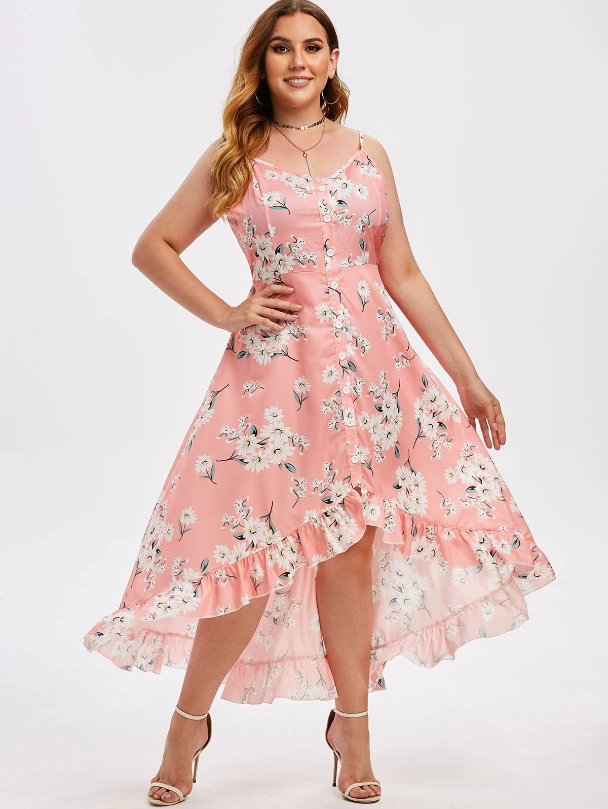 Vestito irregolare con scollo a V per l'inizio dell'autunno da donna di grandi dimensioni