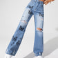 Explosion Style Jeans Women's Straight High Waist Wide Leg Pants