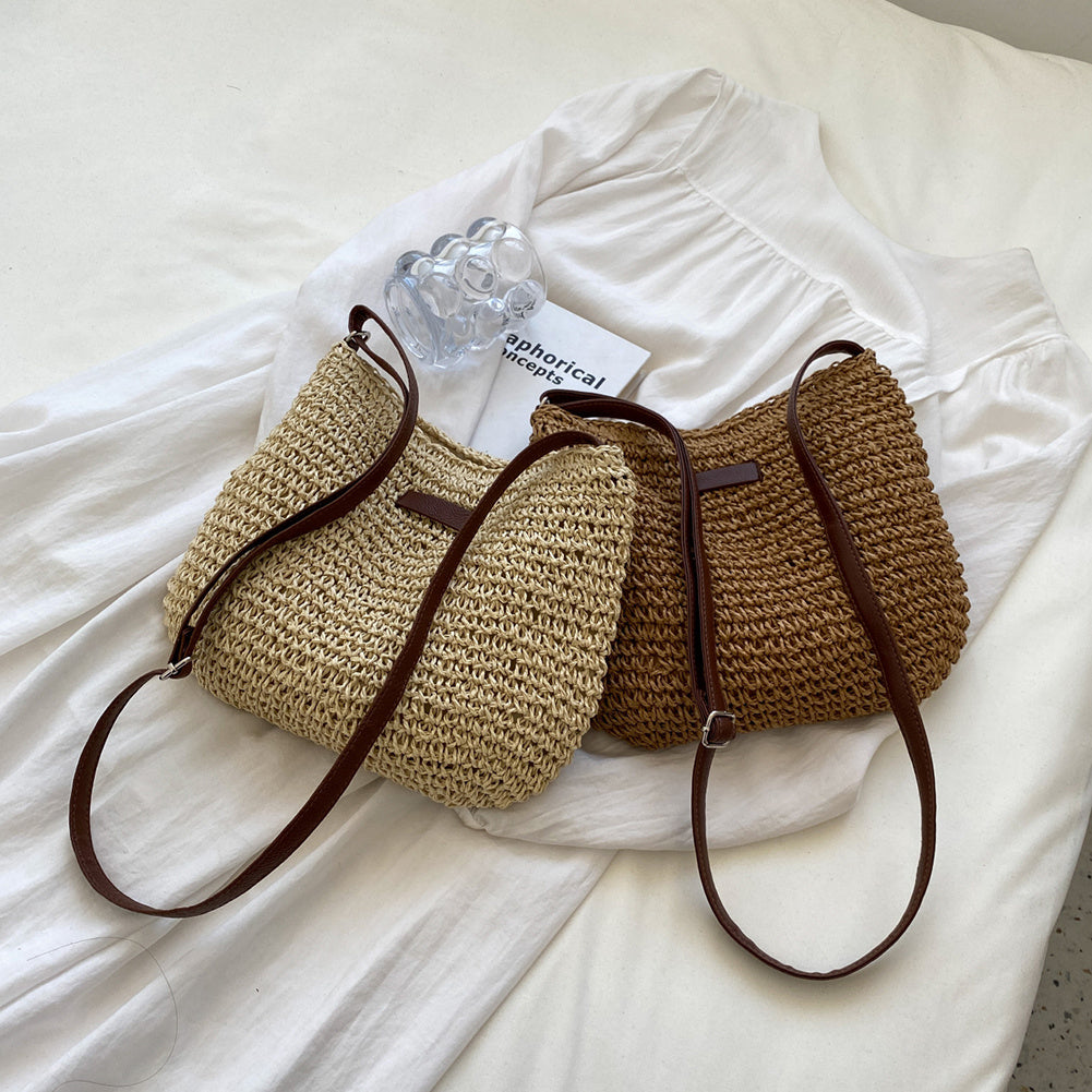Borsa tote in paglia per le vacanze con design di nicchia