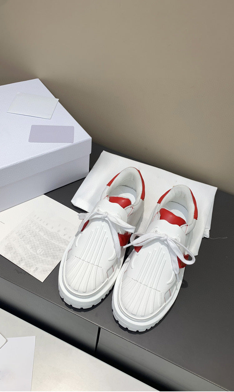 Biscuit Shoes Lace-up Platform Platform Casual White Shoes