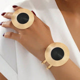 Elegante set di collana e orecchini in onice nero placcato oro 14K