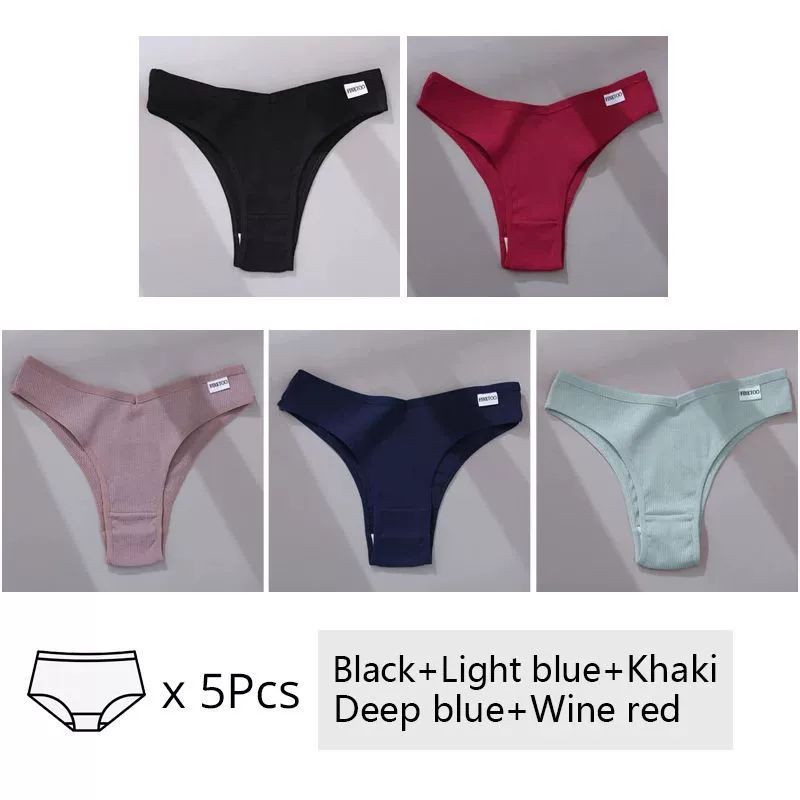 Set da 5 pezzi di mutandine da donna in cotone, intimo M-XL Comfo