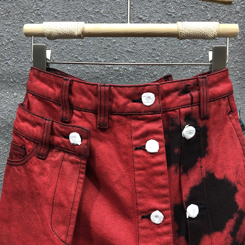 Double Dyed Irregular Denim Skirt For Women