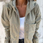 Women's Solid Color Simple Corduroy Hooded Jacket