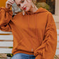 Kürbisfarbener Plissierter Pullover im Hong Kong-Stil mit Kapuze, einfarbig, lockerer Pullover