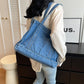 Borsa a mano da pendolare a tracolla grande capacità alla moda in denim da donna