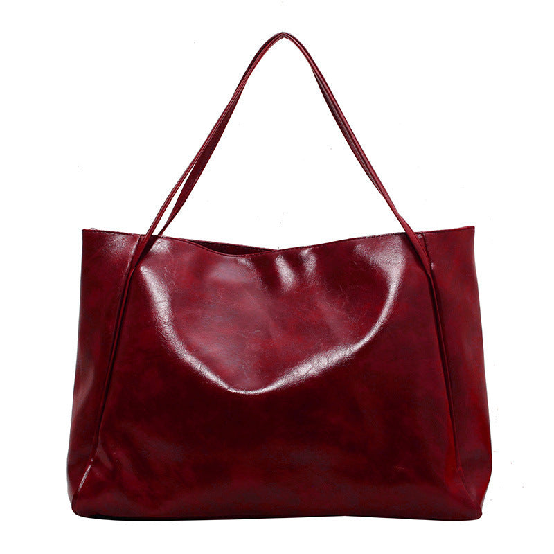 Capacity Leather Shoulder Bag Shopper Harajuku Simple Handbag