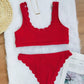 Cut flower split swimsuit bikini