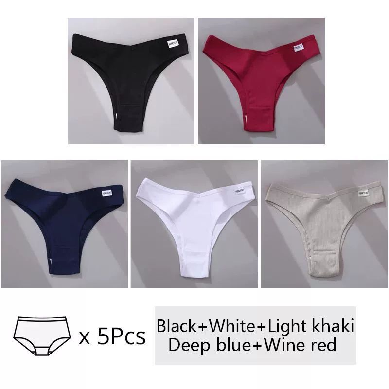 Set da 5 pezzi di mutandine da donna in cotone, intimo M-XL Comfo