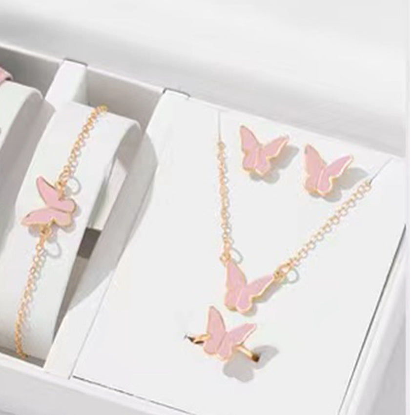 5 pezzi moda farfalla pendenti collana orecchini anello bracciale set per le donne set di gioielli da sposa matrimonio gioielli regalo