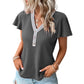 T-shirt a maniche corte con scollo a V e motivo waffle