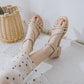 Women's Mid-heel Round Toe Roman Shoes With One-suit Skirt Chunky Heels