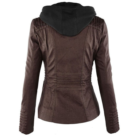 Giacca con cappuccio staccabile alla moda con tasche