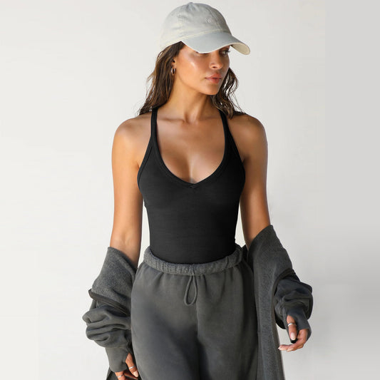 Gilet lavorato a maglia primaverile Sexy Top aderente Abbigliamento da donna