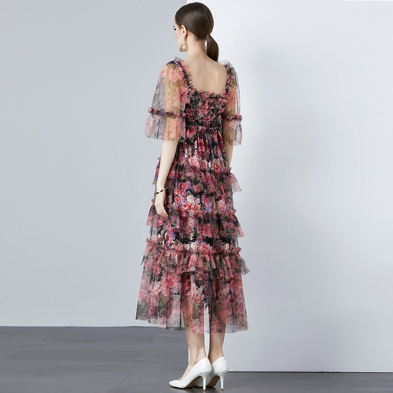 Kleid im Urlaubsstil mit Netznähten für Damen