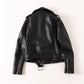 Schwarze Damenjacke aus PU-Leder mit Reißverschluss