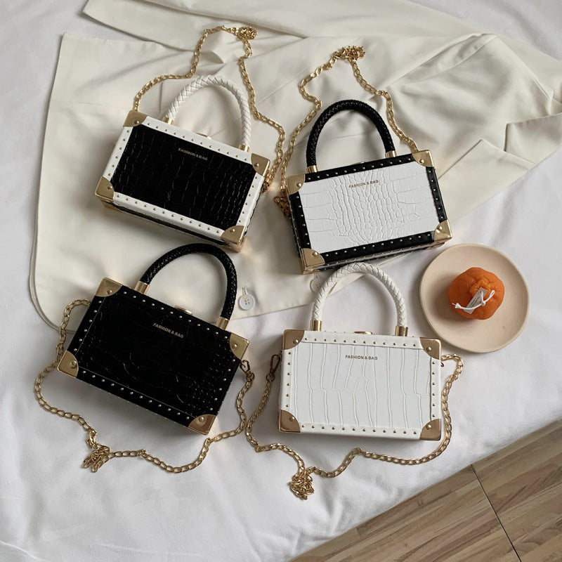 Nuova borsa a scatola con motivo retrò europeo e americano