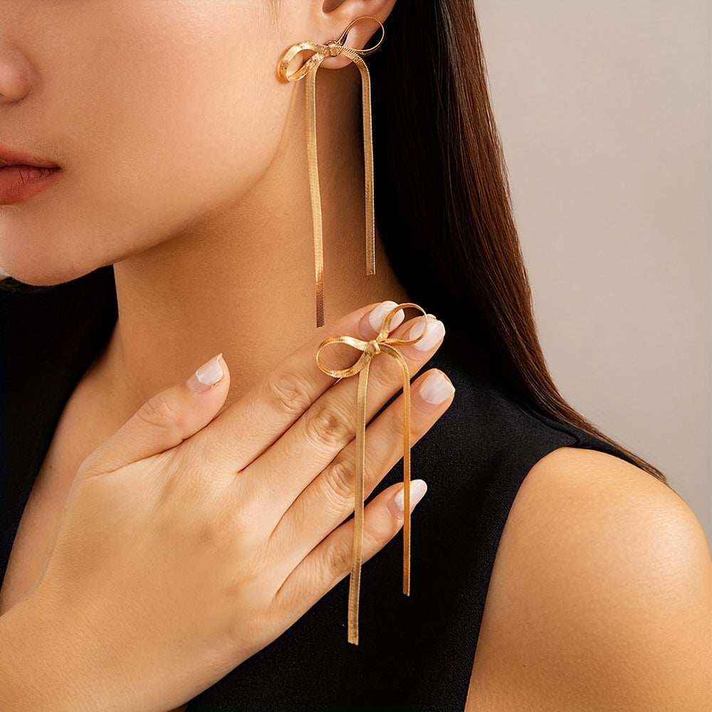 Earrings Hypoallergenic 18k Gold Plated Ribbon Bow Bowknot Earring