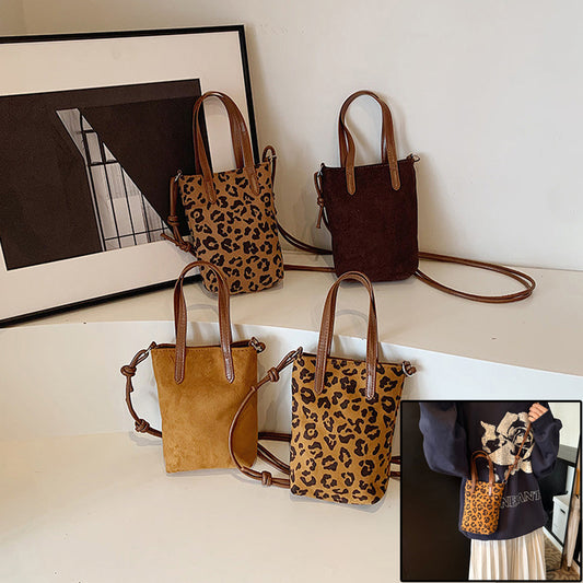 Leopard Print Shoulder Bag Anime New Versatile Suede Phone Bag