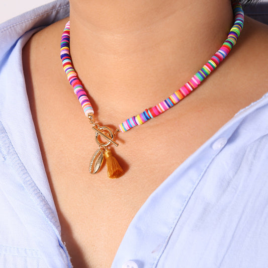 Collana di conchiglie bohémien con nappa femminile e collana dolce e selvaggia
