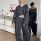 Women's Casual Solid Color Long Sleeve Zipper Sweatshirt Sweatpants Two-piece Set