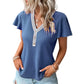 T-shirt a maniche corte con scollo a V e motivo waffle