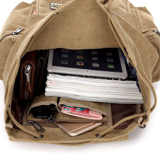 Zaino in tela da uomo e da donna, grande capacità, secchiello