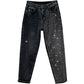 Jeans larghi da donna in cotone elasticizzato a vita alta snellenti con strass caldi