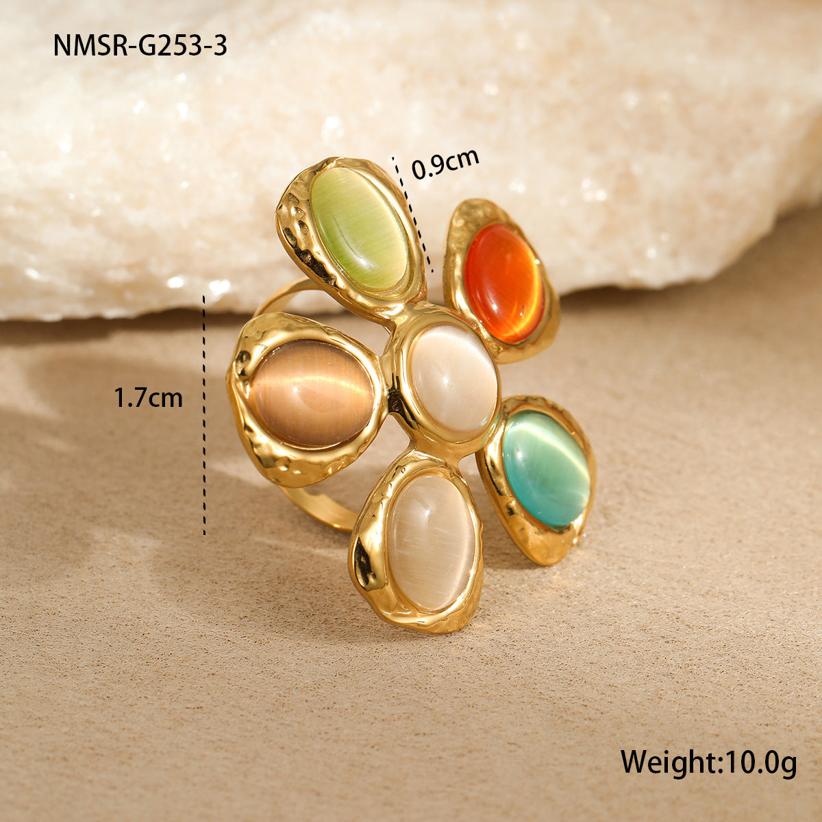Bunter Opal Hammered Flower Ohrringe Anzug