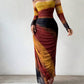 Tie-dyed Long Sleeve Slim Fit Hot Girl Long Dress Women