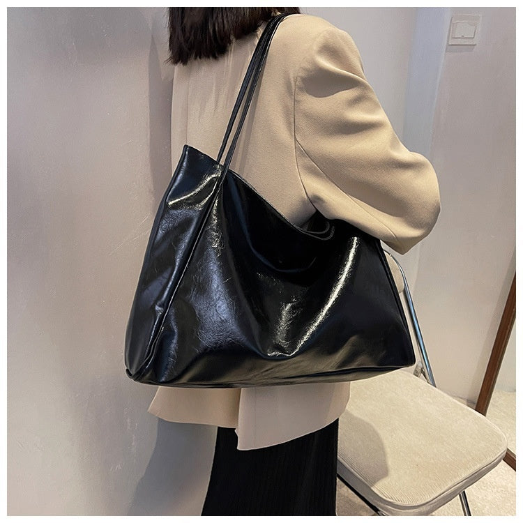 Capacity Leather Shoulder Bag Shopper Harajuku Simple Handbag