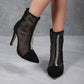 Women's Crystal Decorative Mesh Pointed Stiletto Heel High Heels