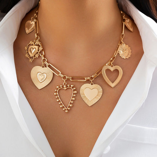 Cold Love Pendant Clavicle Chain Peach Heart Fashion