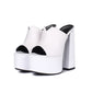 Wasserdichte Plateau-Sandalen aus Leder mit superhohem Absatz, Vollnarbenleder, weiches