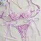 Lingerie sexy con fiocco di neve ricamato in pizzo trasparente